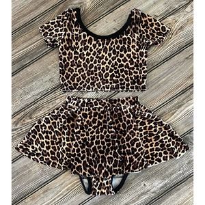 Wild Rich Kids Leopard Velvet Two-Piece Outfit